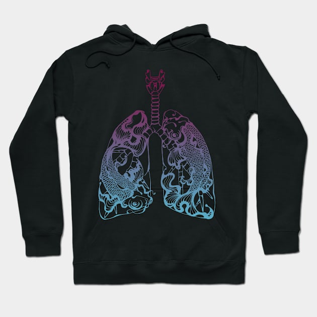 Drowning Lungs (Colored) Hoodie by FarynHughes